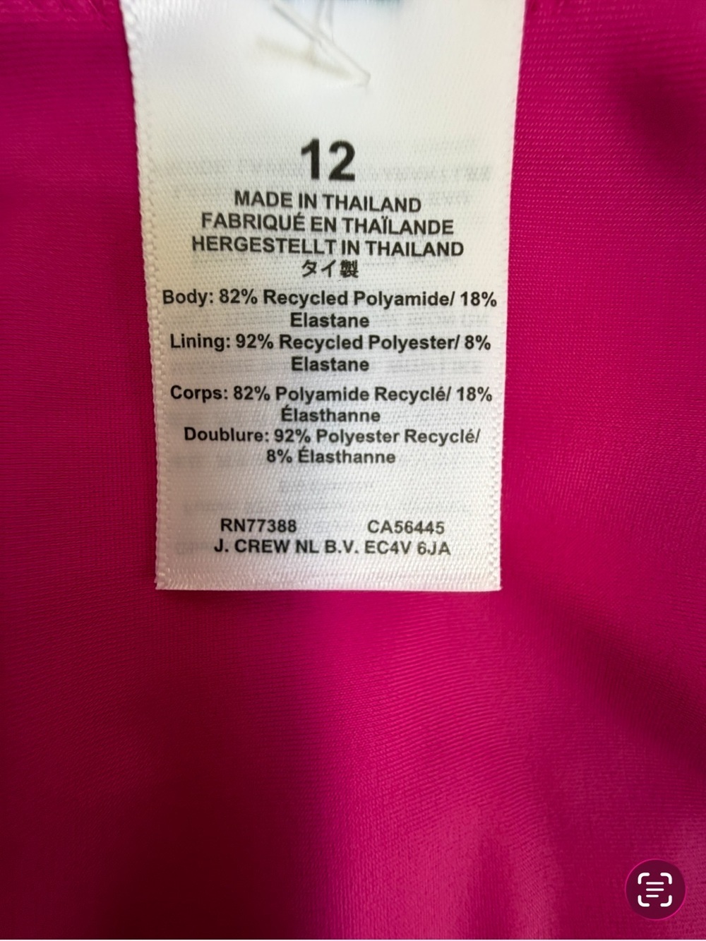 NWT J. Crew V-Neck Ruffle Front One Piece Swimsuit Radiant Fuchsia Size 12 - Picture 12 of 16